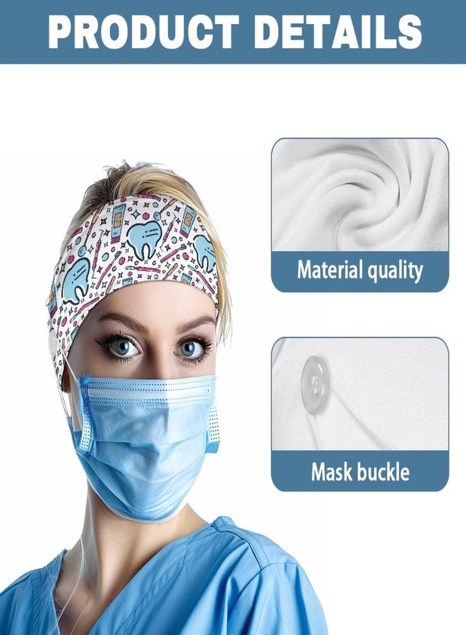 Rnyleeg White Dental Headbands with Buttons for Face Mask Non Slip Ear Protection Holder Reusable Head Band Hair Accessories for Nurses Doctors - Image 5